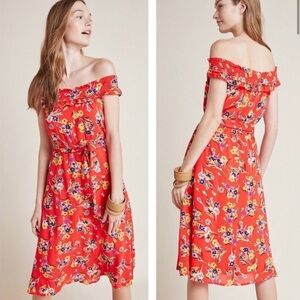 Anthropology 42 of 52 Conversations Off the Shoulder floral dress Size 14